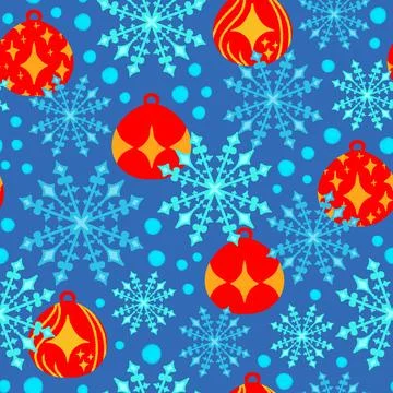 Frosty and Festive Christmas pattern on blue background Stock Illustration