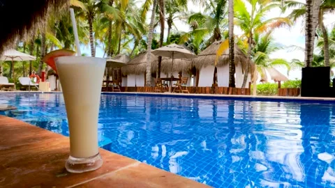 Frosty drink at pool bar Video stock 237170852