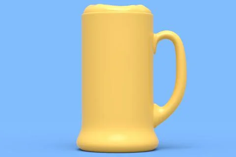 Frosty glass of fresh draft beer isolated on a blue monochrome background. Stock Illustration