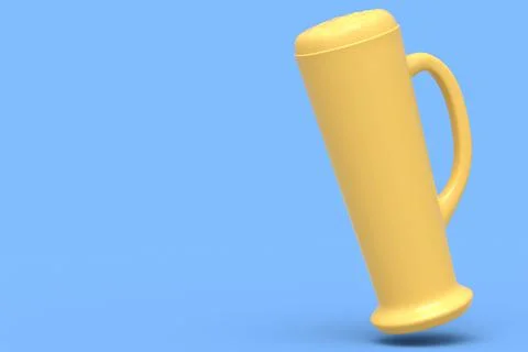 Frosty glass of fresh draft beer isolated on a blue monochrome background. Stock Illustration