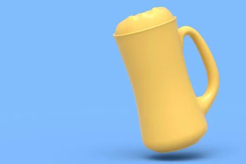 Frosty glass of fresh draft beer isolated on a blue monochrome background. Stock Illustration