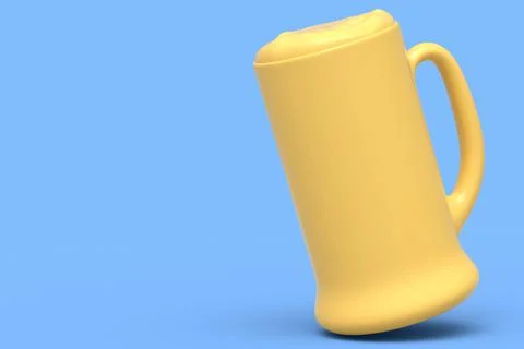 Frosty glass of fresh draft beer isolated on a blue monochrome background. Stock Illustration
