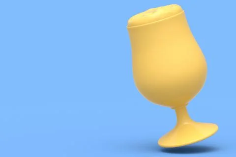 Frosty glass of fresh draft beer isolated on a blue monochrome background. Stock Illustration