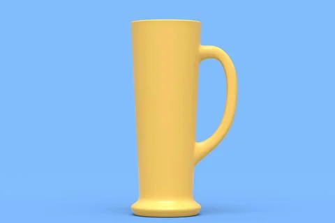Frosty glass of fresh draft beer isolated on a blue monochrome background. Stock Illustration