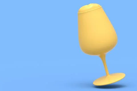 Frosty glass of fresh draft beer isolated on a blue monochrome background. Stock Illustration