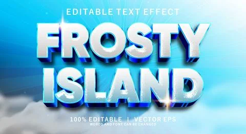 Frosty island 3d vector text effect with modern style design Stock Illustration