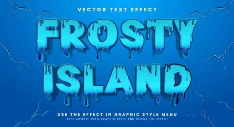 Frosty Island editable text effect template Stock Illustration