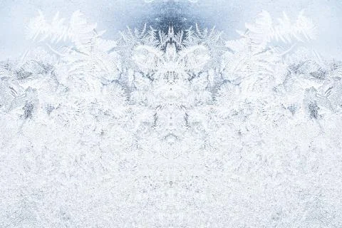 Frosty natural pattern on winter window, glass and Painting effect. 스톡 일러스트