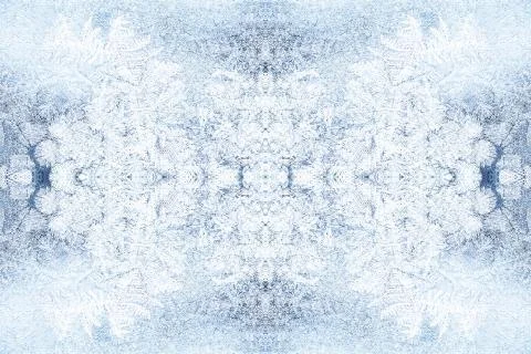 Frosty natural pattern on winter window, glass and Painting effect. Stock Illustration