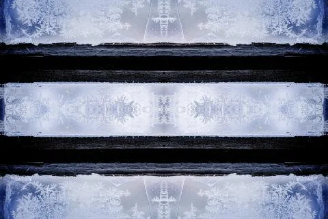 Frosty natural pattern on winter window, glass and Painting effect. Stock Illustration