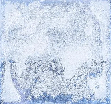 Frosty natural pattern on winter window, glass and Painting effect. Foto stock