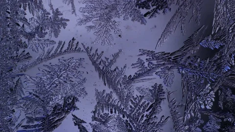 Frosty pattern melts on the glass Stock Footage 75558828