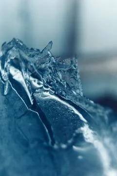 Frosty pattern in nature. Texture of ice and water. Stock Photos