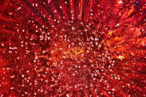 Frosty pattern on the surface of car headlights in the winter season Stock Photos