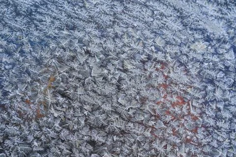 Frosty pattern on the surface in winter season Stock-Fotos