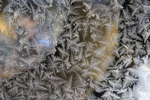 Frosty pattern on the surface in winter season Stock-Fotos