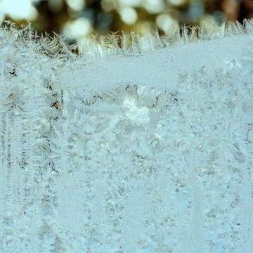 Frosty pattern on window Stock Photos