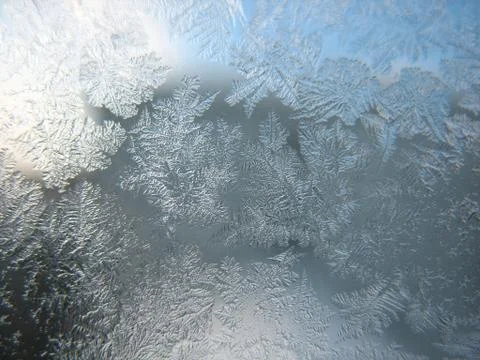 Frosty pattern on winter window Stock Photos