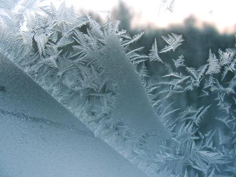 Frosty pattern on winter window Stock Photos