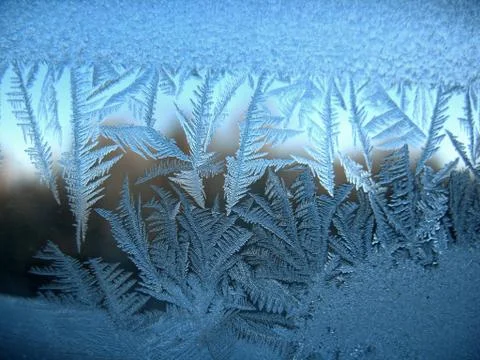 Frosty pattern on winter window Stock Photos