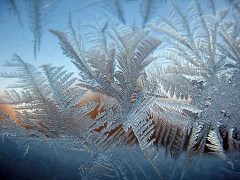 Frosty pattern on winter window Stock Photos