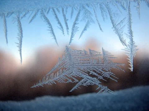Frosty pattern on winter window Stock Photos