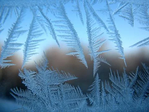 Frosty pattern on winter window Stock Photos