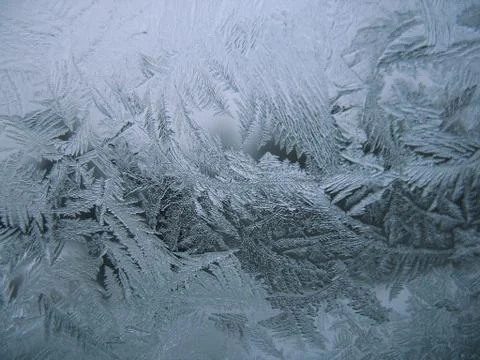 Frosty pattern on winter window Stock Photos