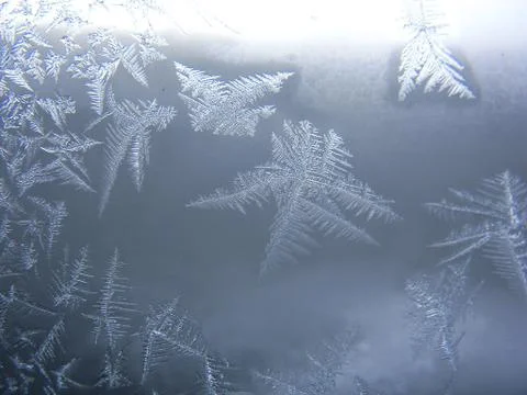 Frosty pattern on winter window Stock Photos