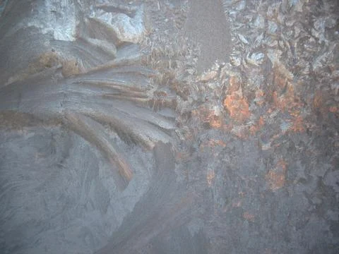 Frosty pattern on winter window Stock Photos