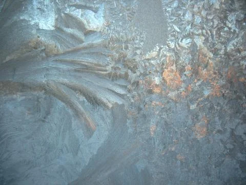 Frosty pattern on winter window Stock Photos