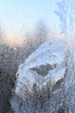 Frosty patterns on a frozen ice box in the early morning Stock Photos