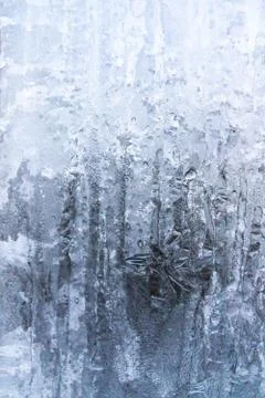 Frosty patterns on a frozen ice box in the early morning Stock Photos