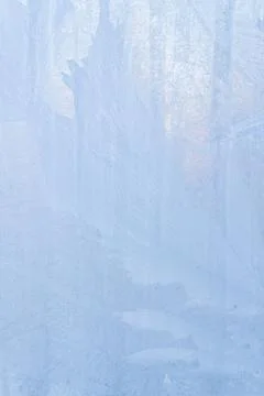 Frosty patterns on a frozen ice box in the early morning Stock Photos