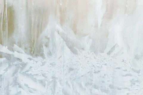 Frosty patterns on a frozen ice box in the early morning Stock Photos
