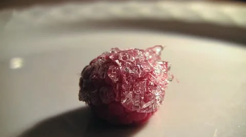 Frosty Raspberries 01 Stock Footage 8981142