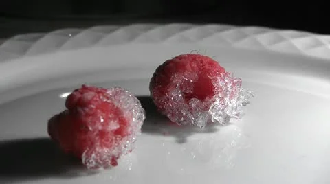 Frosty Raspberries 05 Stock Footage 8981595
