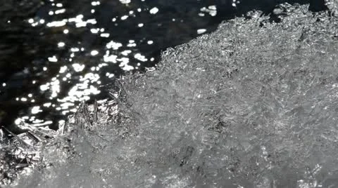 Frosty River Crystals Flakes Icing Details Ice Flowers Icy Structure Winter Tale Stock Footage 21990607