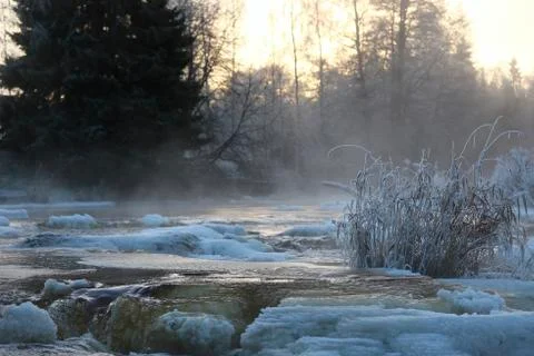 Frosty riverside Stock Photos