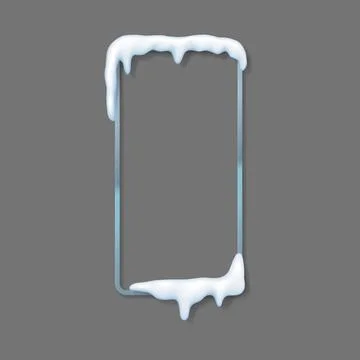Frosty Snow Frame on Gray Background Stock Illustration