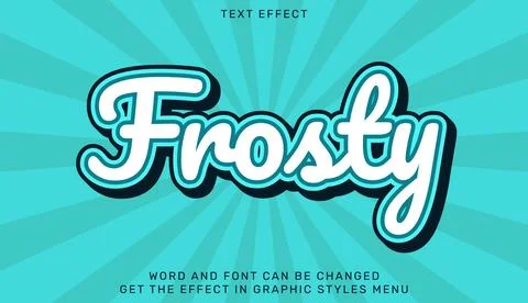 Frosty text effect template in 3d design Stock Illustration