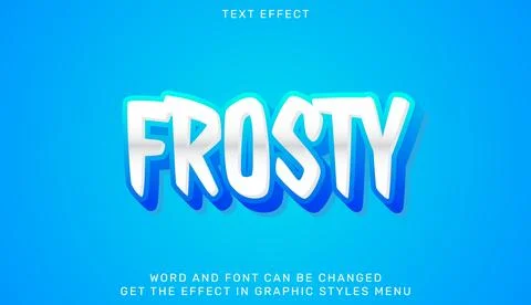 Frosty text effect template in 3d style Illustration