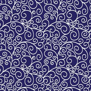 Frosty twisty pattern. Seamless pattern on a dark background. Vector Stock Illustration