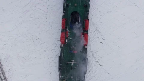 On a frosty winter day, the ship breaks the ice to enter the port. Stock-Footage 169979328