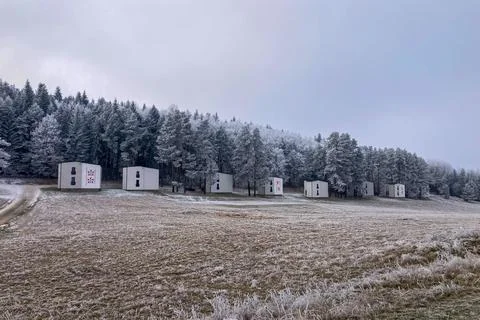 A frosty winter hike to Tomasovsky view in Slovakia, Slovensky Raj National Park Stock Photos