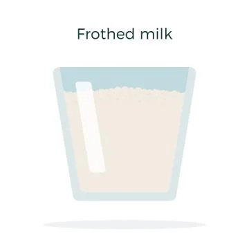 Frothed milk in a glass vector flat isolated Stock Illustration