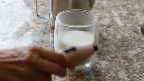 Frothing Milk for Cappuccino Stock Footage 104166915