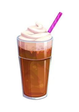 Frothy cold coffee dessert with whipped cream Stock Illustration