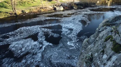 Frothy flow of mountain river time lapse Stock Footage 37271177