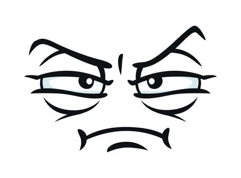 Frown face expression emoji, angry eyes emotion Stock Illustration